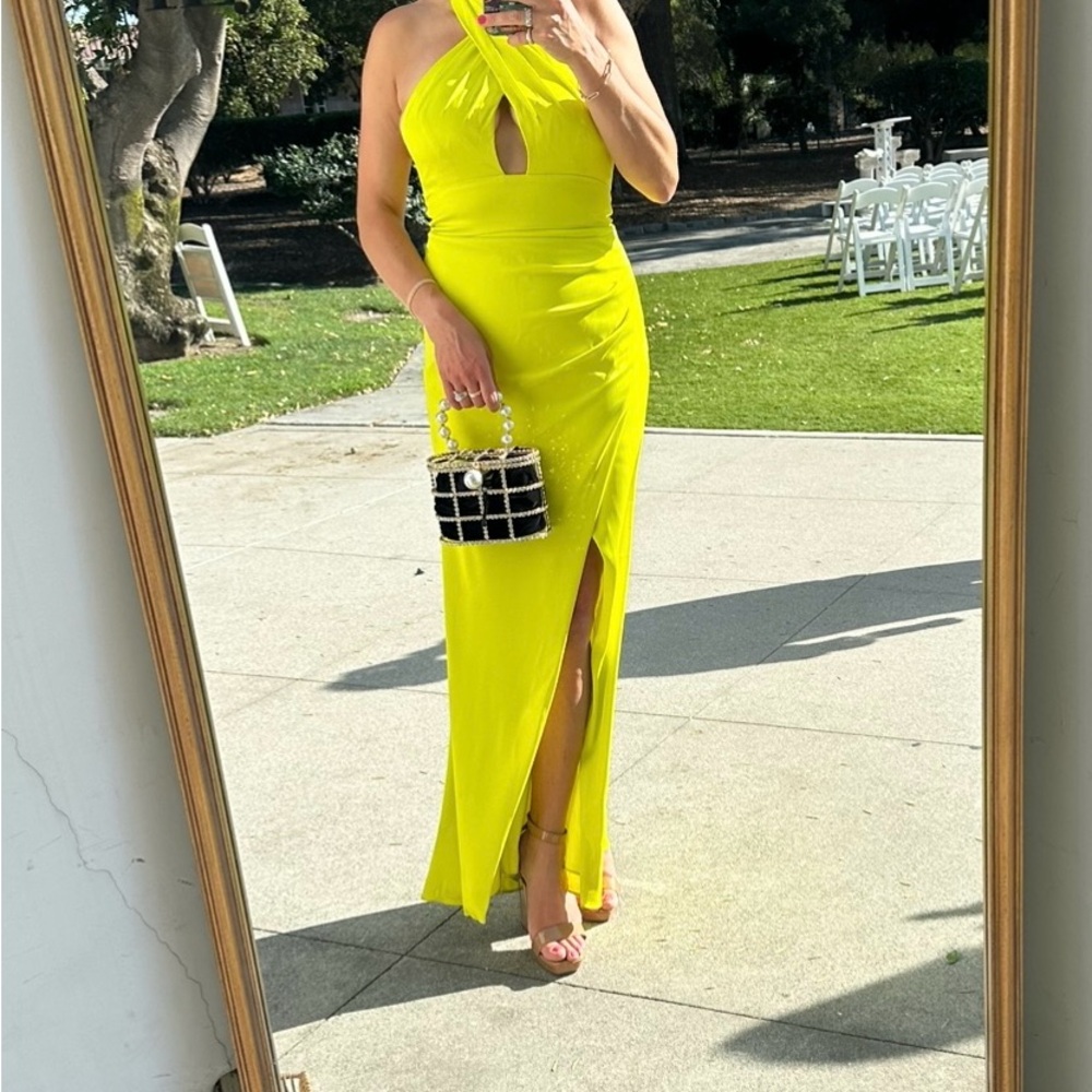 Vibrant Yellow Maxi Dress with Halter Neck